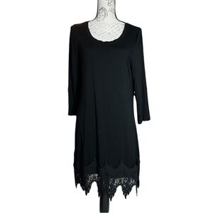 MONO Reno long sleeve T-shirt dress with lace detail at hem L